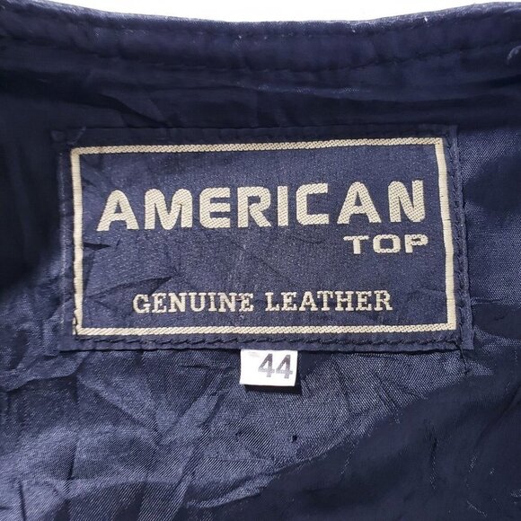 Vintage 90s y2k Black Leather Snap Front Vest Lace Up Sides V-Neck Men's SIze 44 - Picture 10 of 11